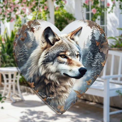 Snow wolf suncatcher stained - snow,