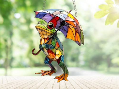 Frog suncatcher stained glass - stained,