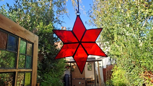 Stained glass red - star,
