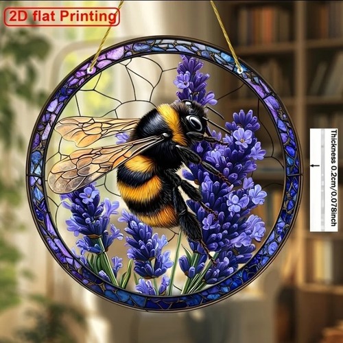 Bee lavender flower suncatcher - bee,