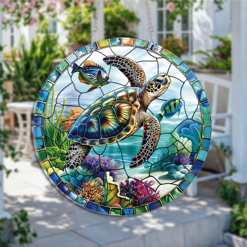 Sea turtle suncatcher stained - sea,
