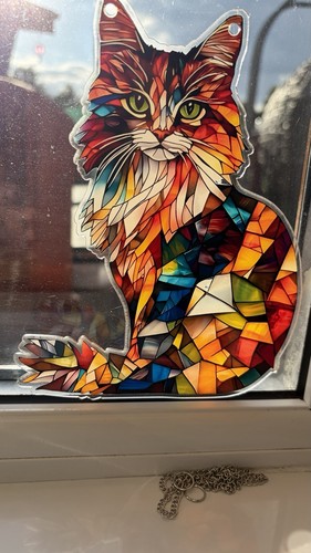 Cat shaped stained glass - shaped,