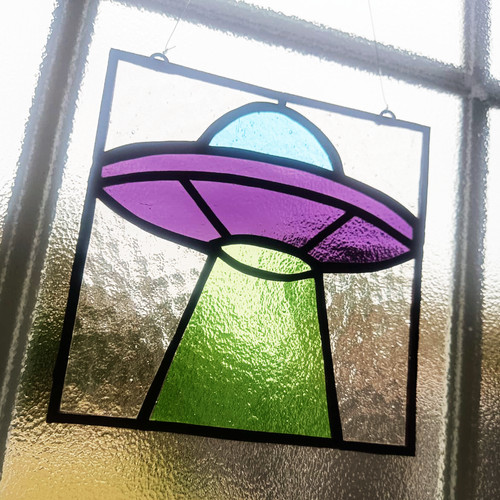 Ufo stained glass suncatcher - ufo,