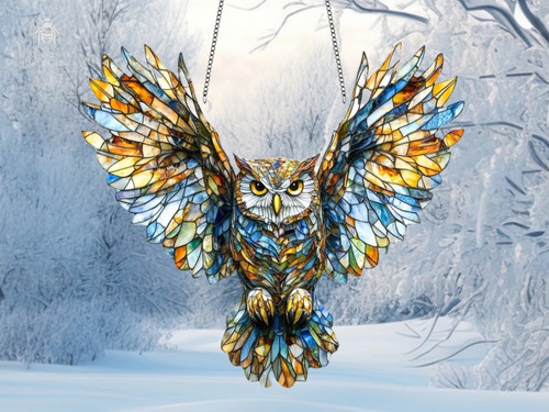 Flying owl suncatcher - flying,