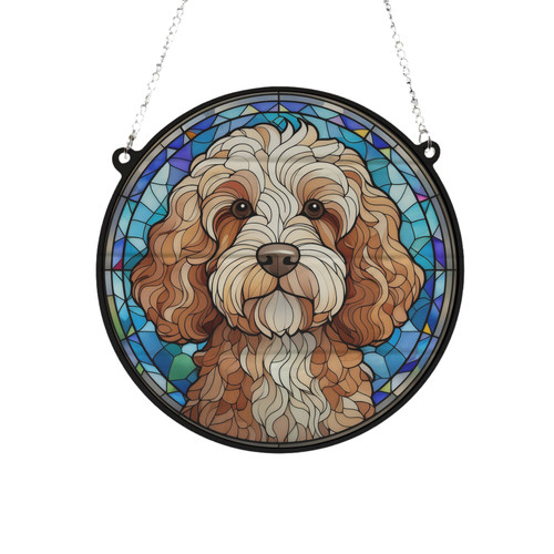 Cockapoo apricot stained glass - cockapoo,