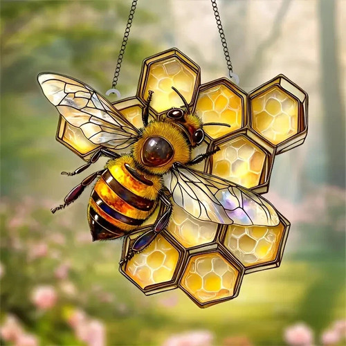Honey bee shaped suncatcher - honey,