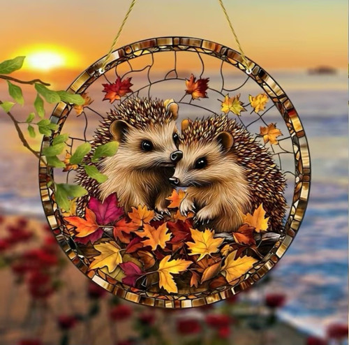 Hedgehog suncatcher hanging - hedgehog,