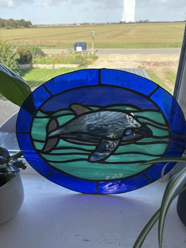Stained glass dolphin - stained,