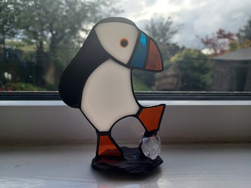 Stained glass puffin - stained,