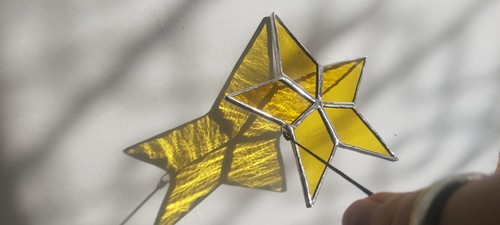Star stained glass suncatcher - glass,