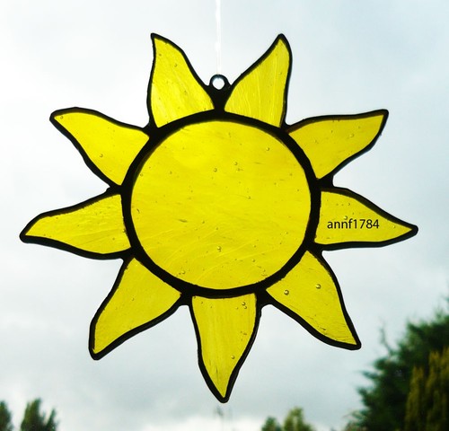 Stained glass sun yellow - glass,