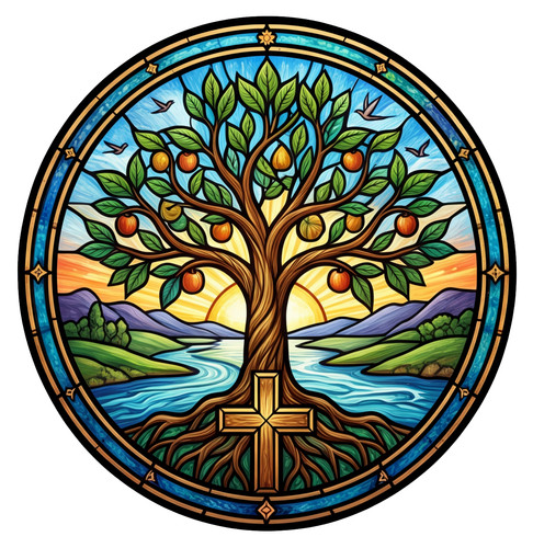 Christian stained glass window - stained,