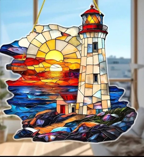 Lighthouse suncatcher stained - lighthouse,