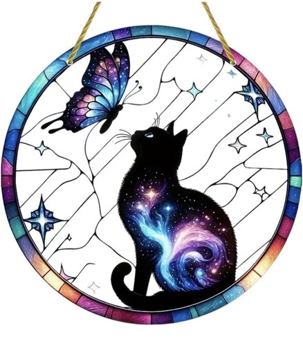 Acrylic cat butterfly - 7.8",