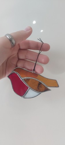 Robin stained glass hanging - robin,