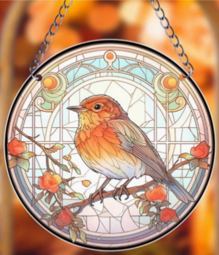 Robin suncatcher stained glass - stained,