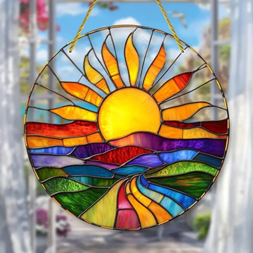 Large colourful sun suncatcher - large,