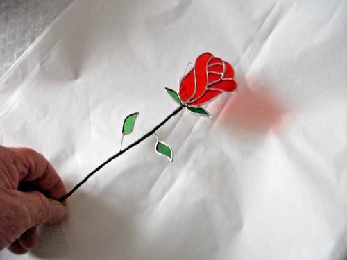 Stained glass long stem red - stained,