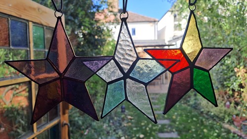 Three genuine stained glass - genuine,