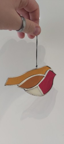 Robin stained glass hanging - stained,