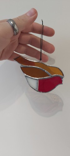 Robin stained glass - glass, hanging