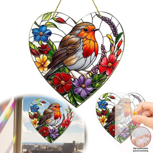 Robin bird flowers - bird, heart