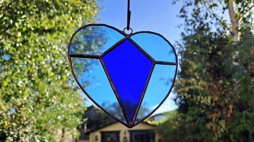 Real stained glass blue - glass, gem