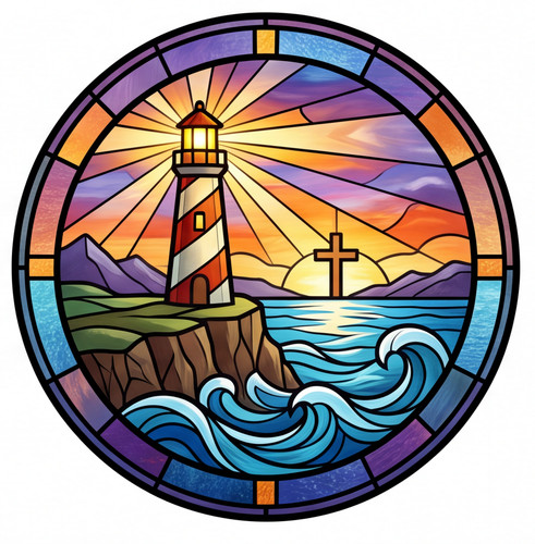Christian stained glass window - glass,