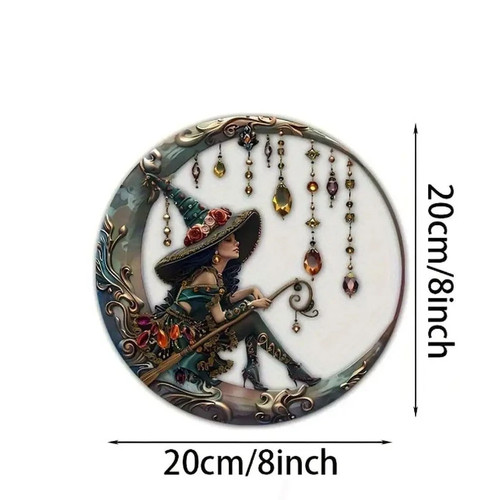 Witch moon stained glass - witch,
