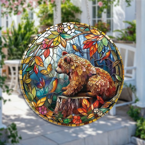 Brown bear woods suncatcher - brown,