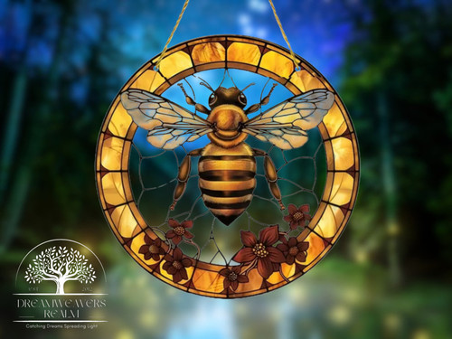 Bee suncatcher stained - bee, glass