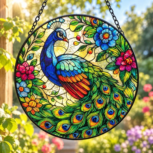 Peacock stained glass - peacock,