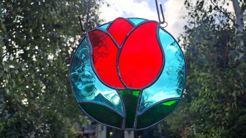 Stained glass tulip flower - glass,