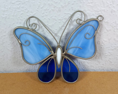 Blue white butterfly sun - blue,