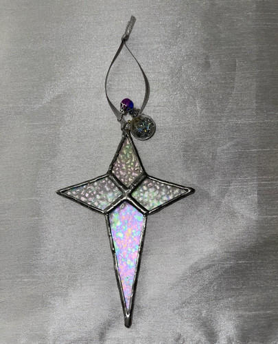 Iridescent stained glass star - glass,