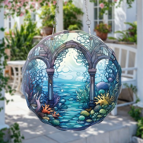 Blue mystic lake suncatcher - blue,