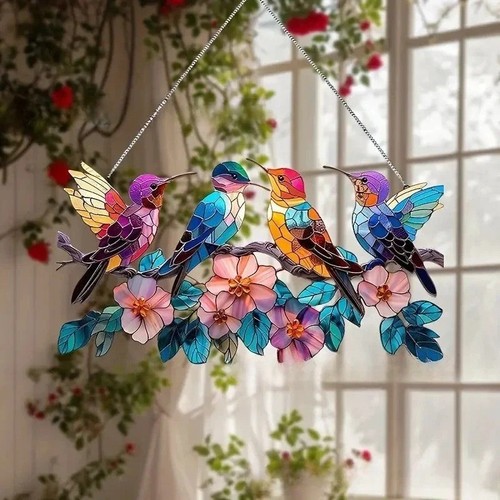 Hummingbird stained glass - hummingbird,