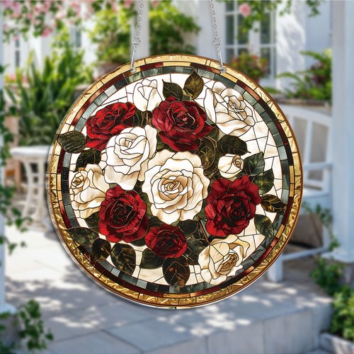White red roses - roses, suncatcher