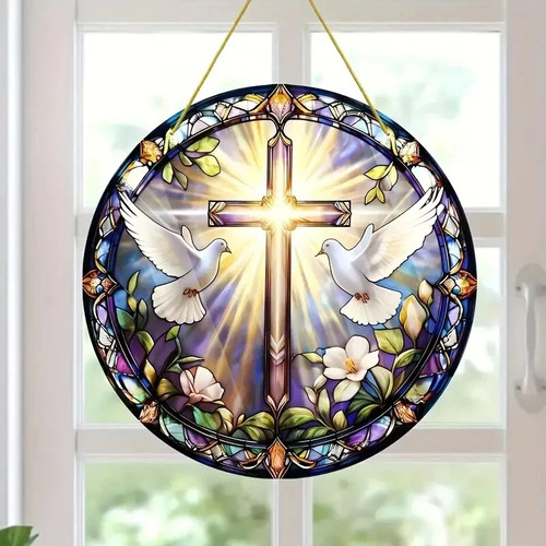 Christian cross dove birds - cross,
