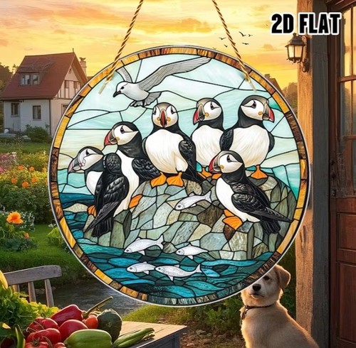 Puffin family suncatcher - puffin,