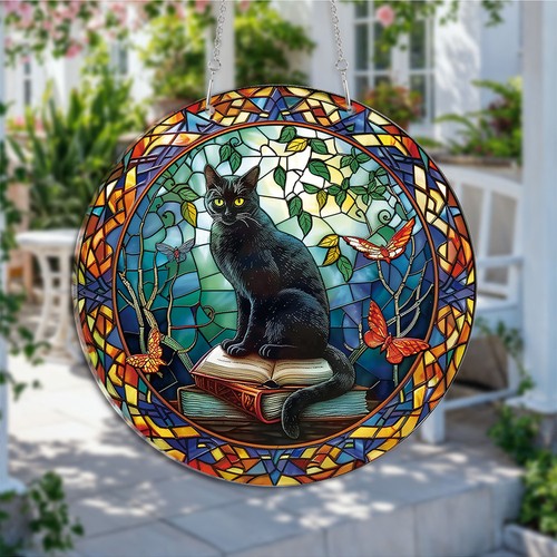 Midnight cat suncatcher - midnight,