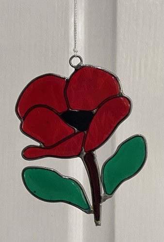 Poppy suncatcher stained glass - suncatcher,
