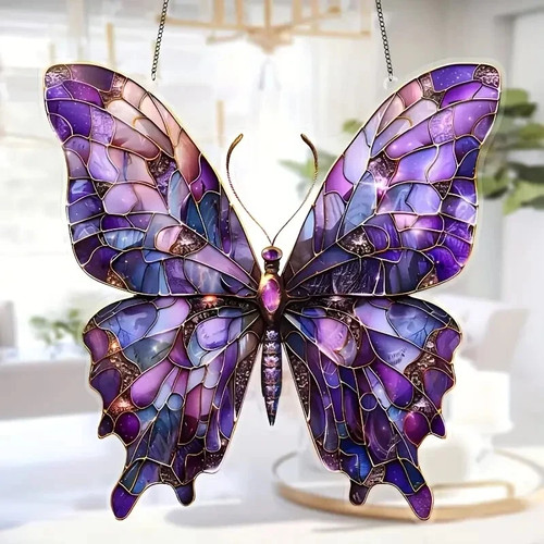 Purple butterfly open wings - purple,