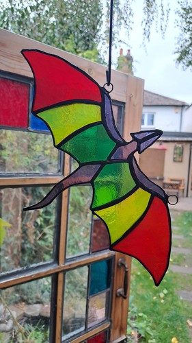 Stained glass rainbow dragon - rainbow,