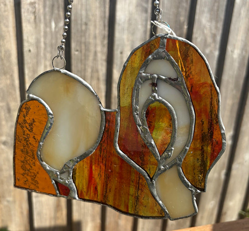 Orange cream stained glass - cream,