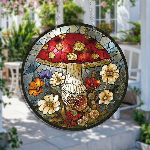 Mushroom garden suncatcher - mushroom,
